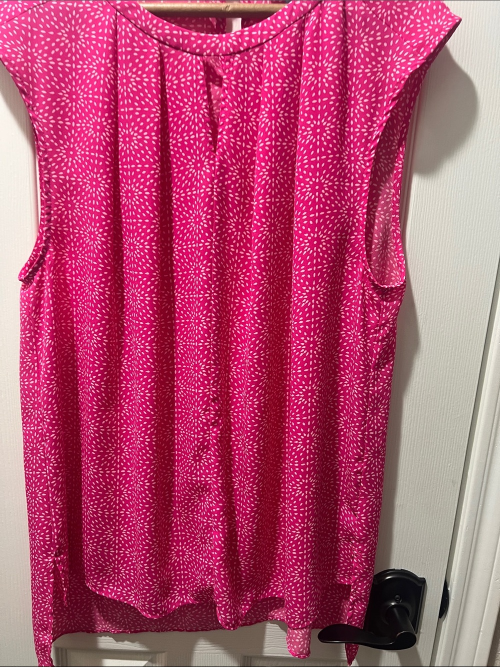 CeCe Bright Pink Sleeveless Dot-Print Blouse